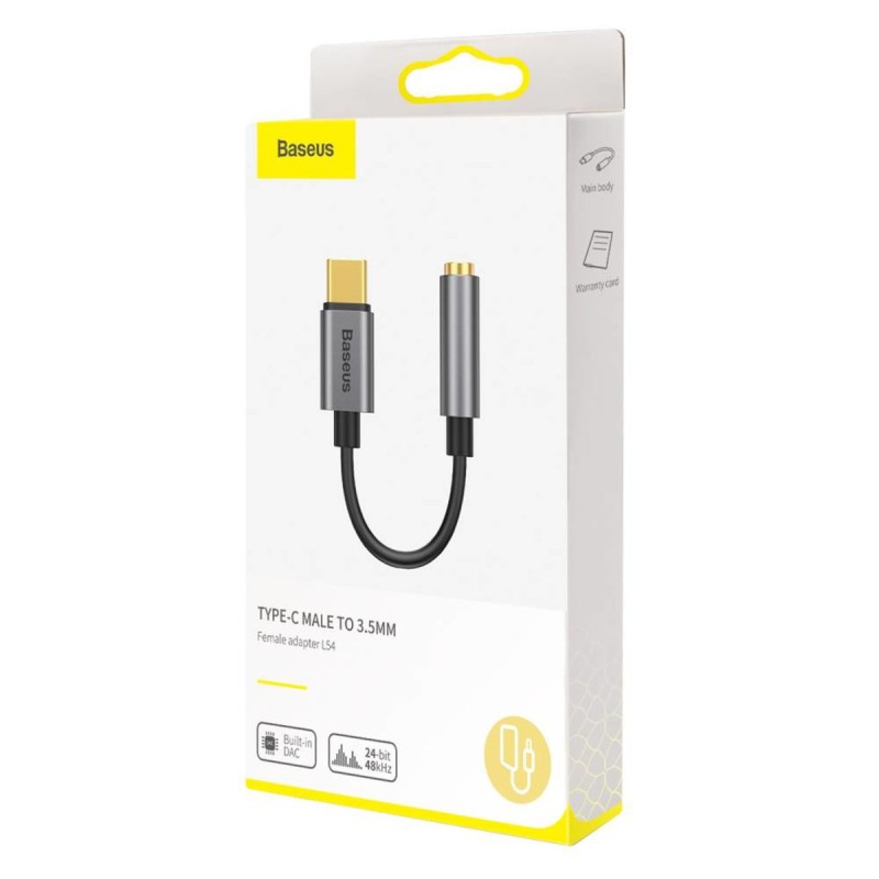 Кабель-перехiдник Baseus Type-C Male to 3.5mm Female Adapter L54 Deep Grey