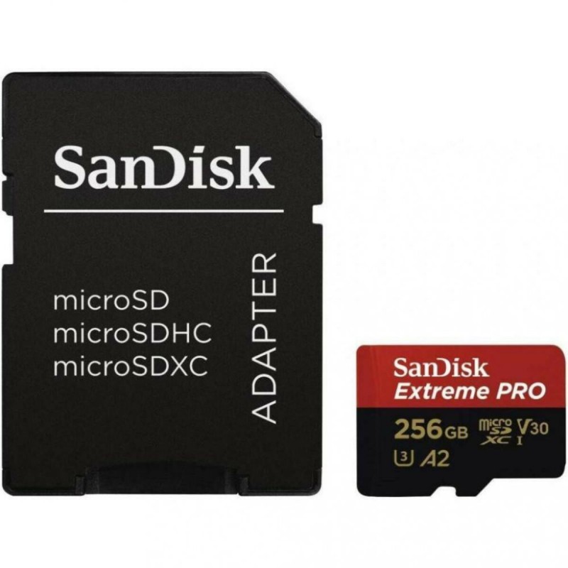 microSDXC (UHS-1 U3) SanDisk Extreme Pro A2 256Gb class 10 V30 (R170MB/s,W90MB/s) (adapter SD)