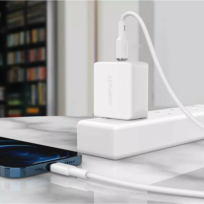 Кабель ACEFAST C2-01 Type-C to iP 3A, 20W, 1.2m silicone, zinc connectors, White