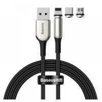 Кабель Baseus Zinc Magnetic Cable Kit (Micro+Type-C+ip) 2m (Charging)Black