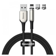 Кабель Baseus Zinc Magnetic Cable Kit (Micro+Type-C+ip) 2m (Charging)Black