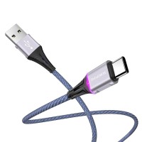 Кабель BOROFONE BU25 USB to Type-C, 3A, 1.2m, nylon, aluminum connectors, light indicator, Blue