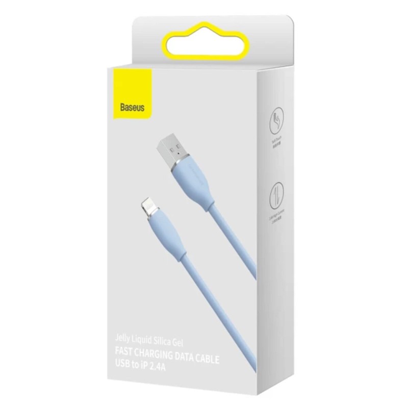 Кабель Baseus Jelly Liquid Silica Gel Fast Charging Data Cable USB to iP 2.4A 1.2m Blue