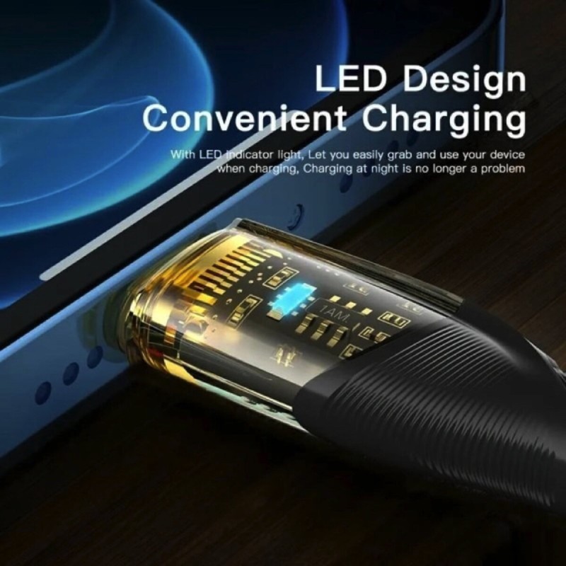 Кабель Essager Interstellar Transparent Design USB Charging Cable Type C to Lightning 1m black (EXCTL-XJ01-P)