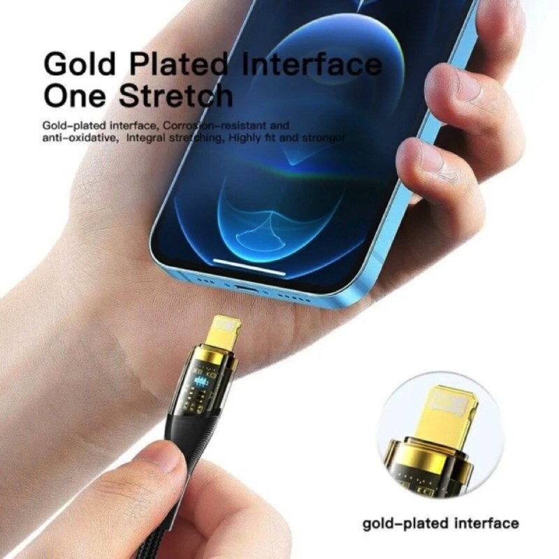Кабель Essager Interstellar Transparent Design USB Charging Cable Type C to Lightning 1m black (EXCTL-XJ01-P)