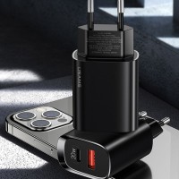 Мережевий зарядний пристрій Usams US-CC121 T35 QC3.0+PD3.0 Fast Charger 20W (EU) Black