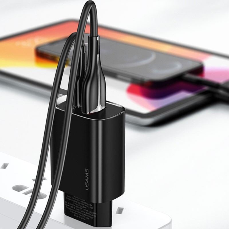 Мережевий зарядний пристрій Usams US-CC121 T35 QC3.0+PD3.0 Fast Charger 20W (EU) Black