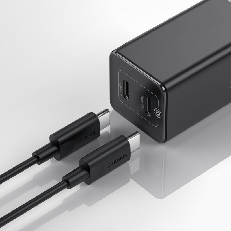 Мережевий зарядний пристрій Baseus GaN2 Q.Charger C+C 45W With Mini Cable Type-C toType-C 60W Black
