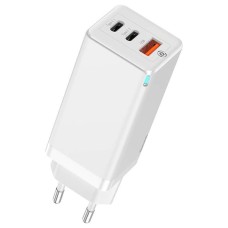 Мережевий зарядний пристрій Baseus GaN Quick Travel Charger C+C+A 65W EU White