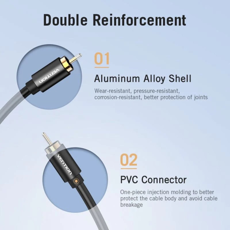 Кабель Vention Coaxial Digital Audio Cable 2M Black Metal Type (VAB-R09-B200)