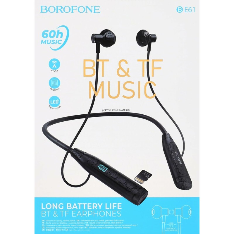 Навушники BOROFONE BE61 Traveller neckband BT earphones Black