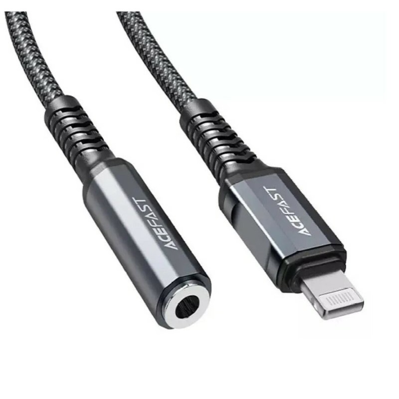 Кабель ACEFAST C1-05 Lightning to 3.5mm aluminum alloy headphones adapter cable Gray