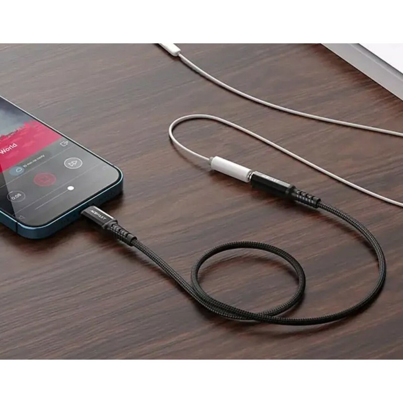 Кабель ACEFAST C1-05 Lightning to 3.5mm aluminum alloy headphones adapter cable Gray