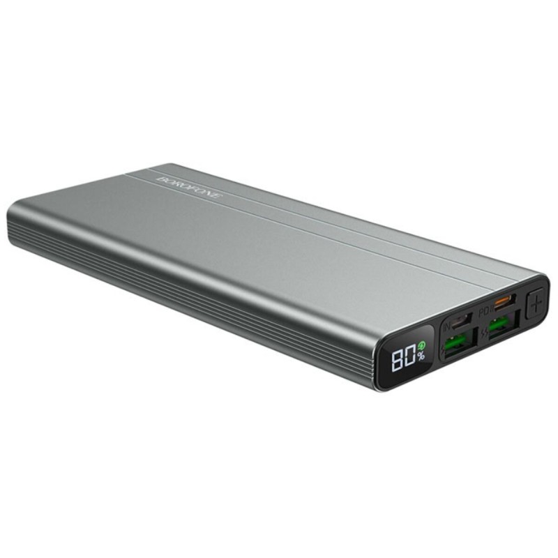 Зовнішній акумулятор BOROFONE BT34 Velocity PD + QC3.0 mobile power bank, 10000mAh 2A Metal Gray