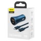 АЗП Baseus Golden Contactor Pro Dual Quick Charger Car Charger U+C 40W  (With Cable Type-C/ iP 1m) Blue