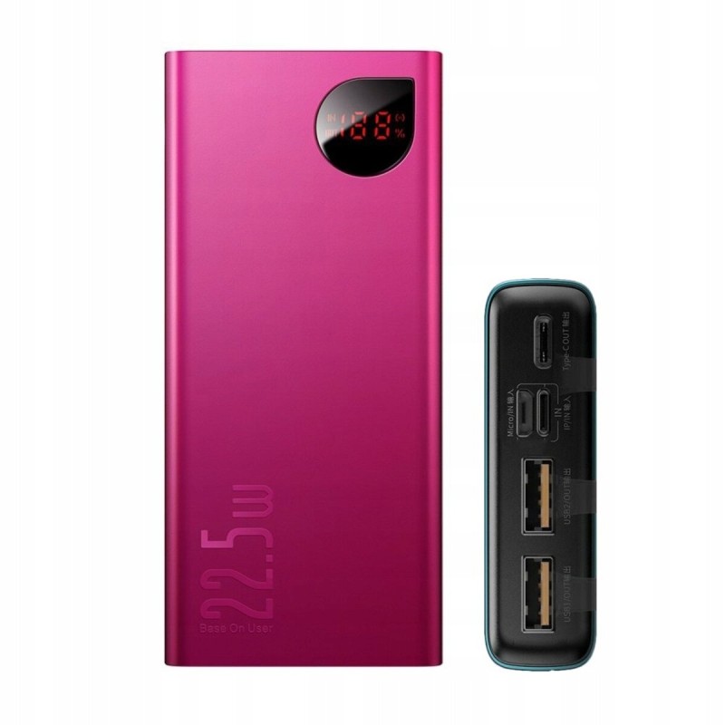 Зовнішній акумулятор Baseus Adaman Metal Digital Display Quick Charge Power Bank 22.5W 20000mAh Red
