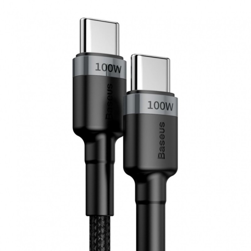 Кабель Baseus Cafule PD2.0 100W flash charging USB Type-C-Type-C cable (20V 5A) 2m Gray+Black