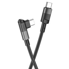 Кабель HOCO U108 Type-C to Type-C 5A, 100W, 2m, nylon, aluminum connectors, Black