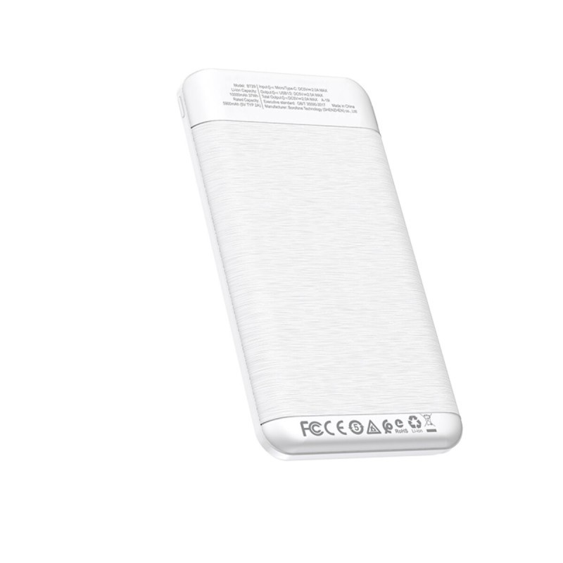 Зовнішній акумулятор BOROFONE BT29 Vigor, mobile power bank, 10000mAh 2A White