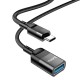 Кабель HOCO U107 Type-C male to USB female USB3.0 3A, 1.2m, nylon, aluminum connectors, Black