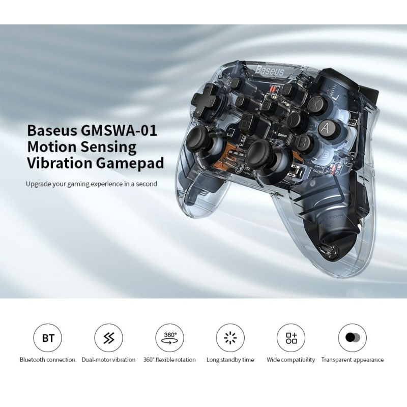Ігровий контролер Baseus SW Motion Sensing Vibrating Gamepad Transparent Black
