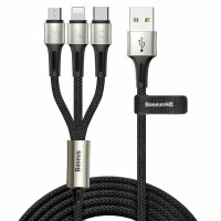 Кабель Baseus caring touch selection 1-in-3 USB cable Black