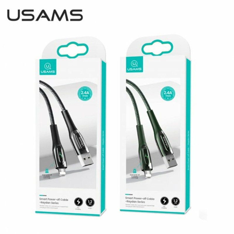 Кабель Usams US-SJ425 Lightning Smart Power-off Cable U-Bob Series 1.2m Black