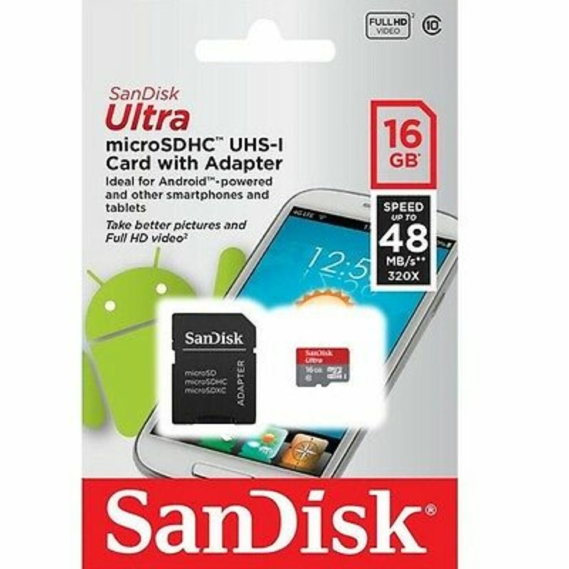 microSDHC (UHS-1) SanDisk Ultra 16Gb class 10 (48Mb/s) (adapter SD)