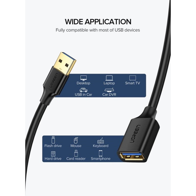 Подовжувач UGREEN US129 USB 3.0 Extension Male Cable 1m (Black) (UGR-10368)