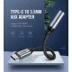 Аудіо кабель UGREEN AV142 USB Type C to 3.5mm Female Cable 10cm (Gray) (UGR-30632)