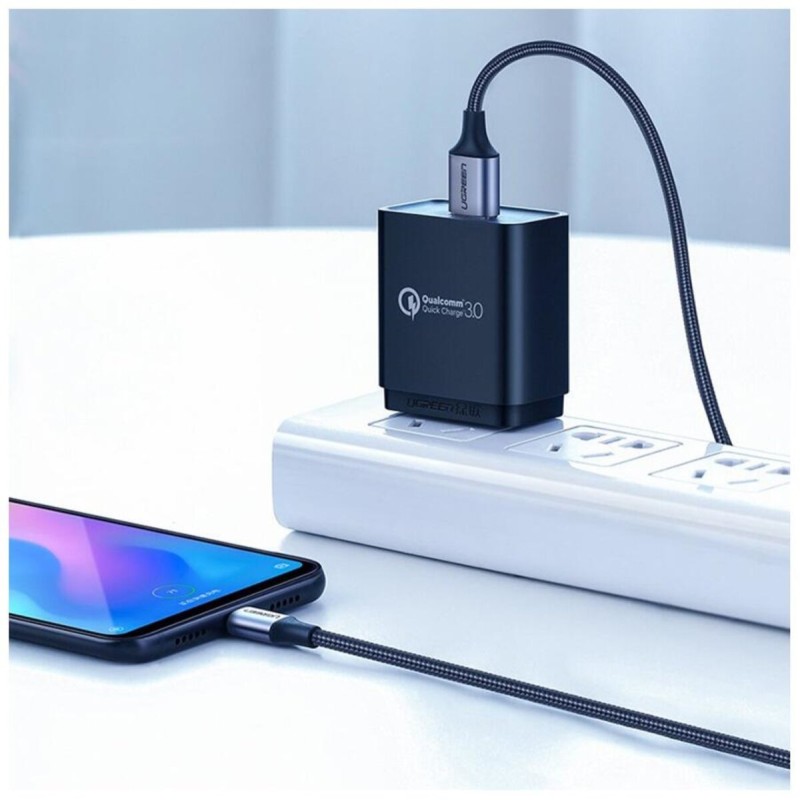 Кабель UGREEN US288 USB-A 2.0 to USB-C Cable Nickel Plating Aluminum Braid 1m (Black) (UGR-60126)