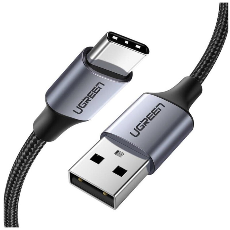 Кабель UGREEN US288 USB-A 2.0 to USB-C Cable Nickel Plating Aluminum Braid 1m (Black) (UGR-60126)