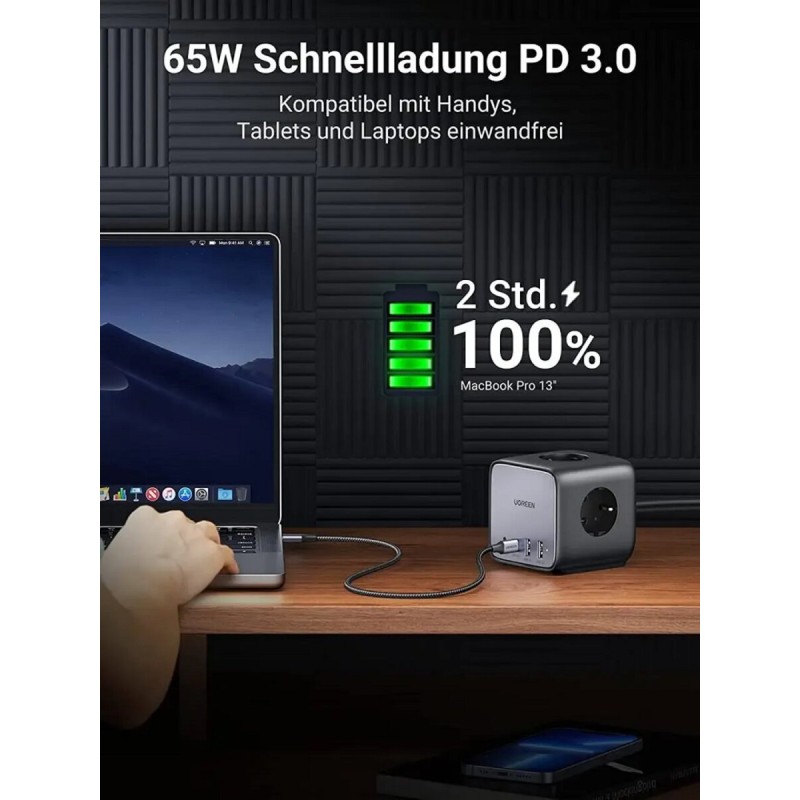 Зарядний пристрій UGREEN CD268 65W DigiNest Cube (2C2A) (UGR-60113)