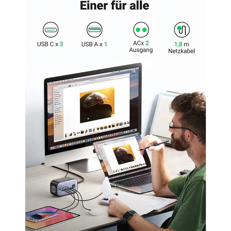 Зарядний пристрій UGREEN CD270 100W DigiNest Pro (3C1A) (UGR-60167)