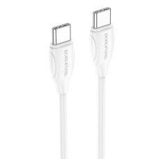 Кабель BOROFONE BX19 Type-C to Type-C 3A, 60W, 1m, PVC, PVC connectors, White