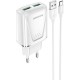 Мережевий зарядний пристрій BOROFONE BA54A Wide road dual port QC3.0 charger (Type-C) 18W White