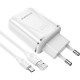 Мережевий зарядний пристрій BOROFONE BA54A Wide road dual port QC3.0 charger (Type-C) 18W White