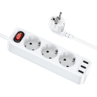 Мережевий подовжувач HOCO NS2 3-position extension cord socket(including 3*USB output) White