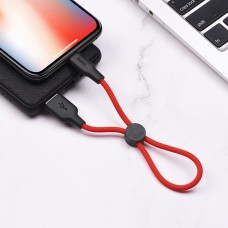Кабель HOCO X21 Plus USB to iP 2.4A, 0.25m, silicone, silicone connectors,Black+Red