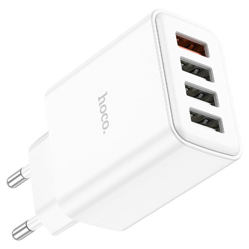 Мережевий зарядний пристрій HOCO C102A Fuerza QC3.0 four-port charger 18W White