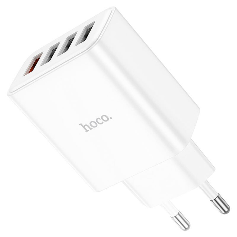 Мережевий зарядний пристрій HOCO C102A Fuerza QC3.0 four-port charger 18W White