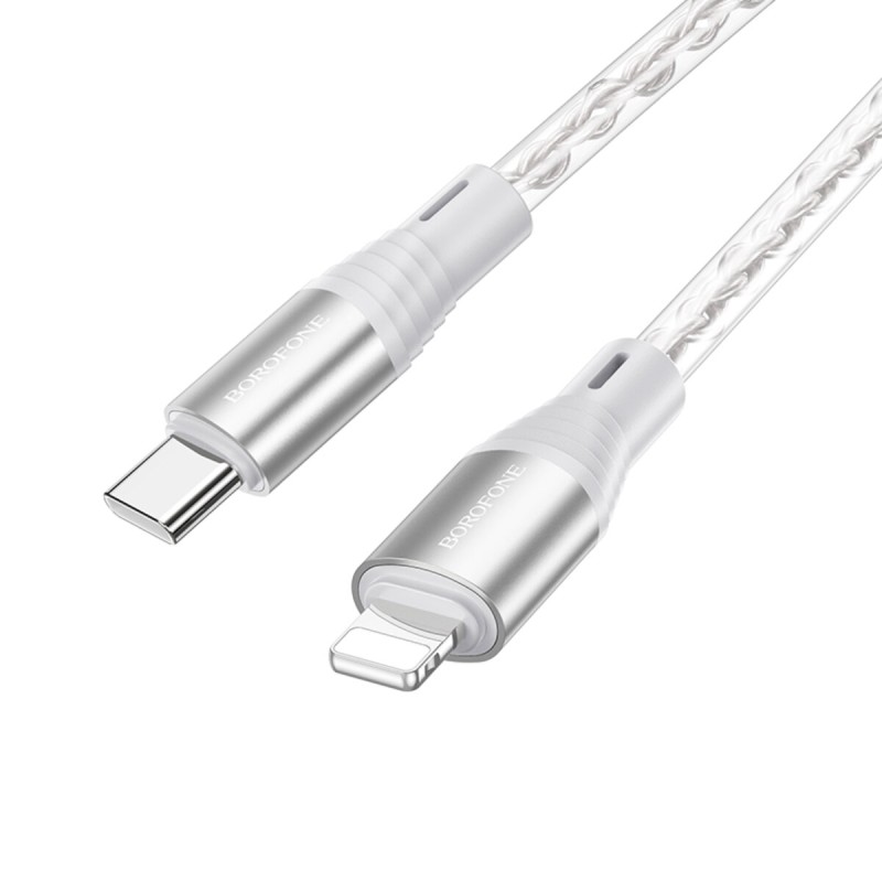 Кабель BOROFONE BX96 Ice crystal PD silicone charging data cable iP Gray