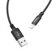 Кабель HOCO X14 USB to iP 2A, 1m, nylon, aluminum connectors, Black