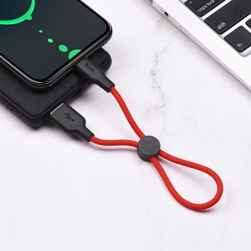 Кабель HOCO X21 Plus USB to Type-C 3A, 0.25m, silicone, silicone connectors, Black+Red