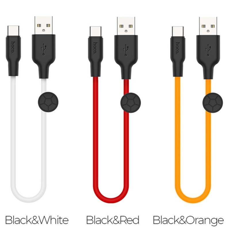 Кабель HOCO X21 Plus USB to Type-C 3A, 0.25m, silicone, silicone connectors, Black+Red