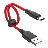 Кабель HOCO X21 Plus USB to Type-C 3A, 0.25m, silicone, silicone connectors, Black+Red