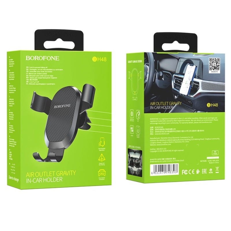 Тримач для мобільного BOROFONE BH48 Warrior Air outlet Gravity Car holder Black