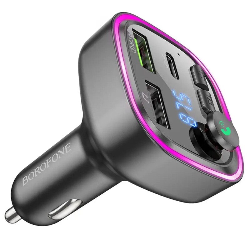 АЗП з FM-модулятором BOROFONE BC48 Broad QC3.0 car BT FM transmitter 18W Black