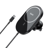 Тримач для мобiльного з БЗП HOCO CA90 Powerful magnetic wireless charging car holder Black Тримач для мобiльного з БЗП HOCO CA90 Powerful magnetic wireless charging car holder Black