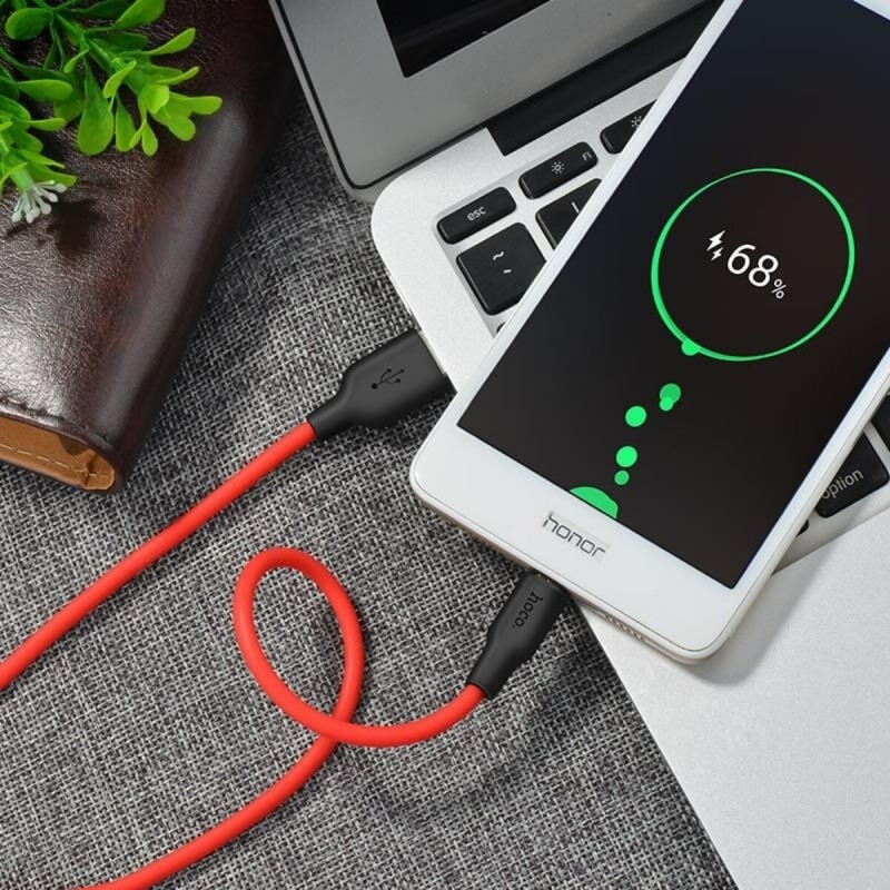 Кабель HOCO X21 USB to Micro 2A, 1m, silicone, TPE connectors, Black+Red